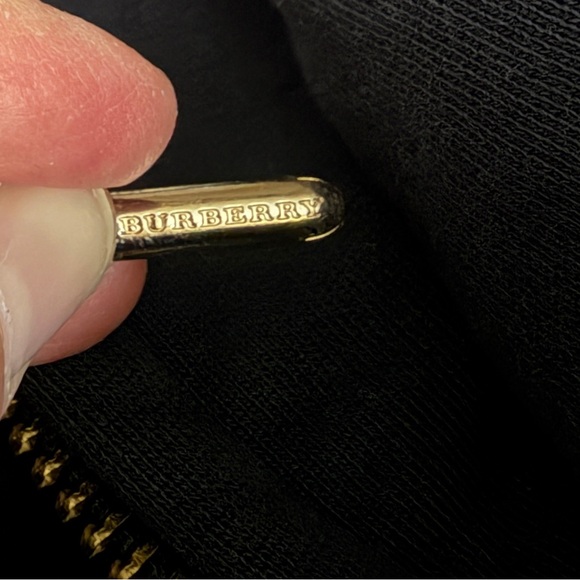 Great condition Burberry Navy Hoodie with Plaid Accent. Gold Burberry zipper. - Picture 8 of 17